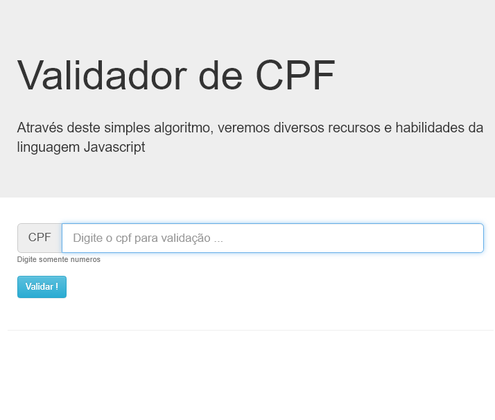 Imagem da página do validador de cpf